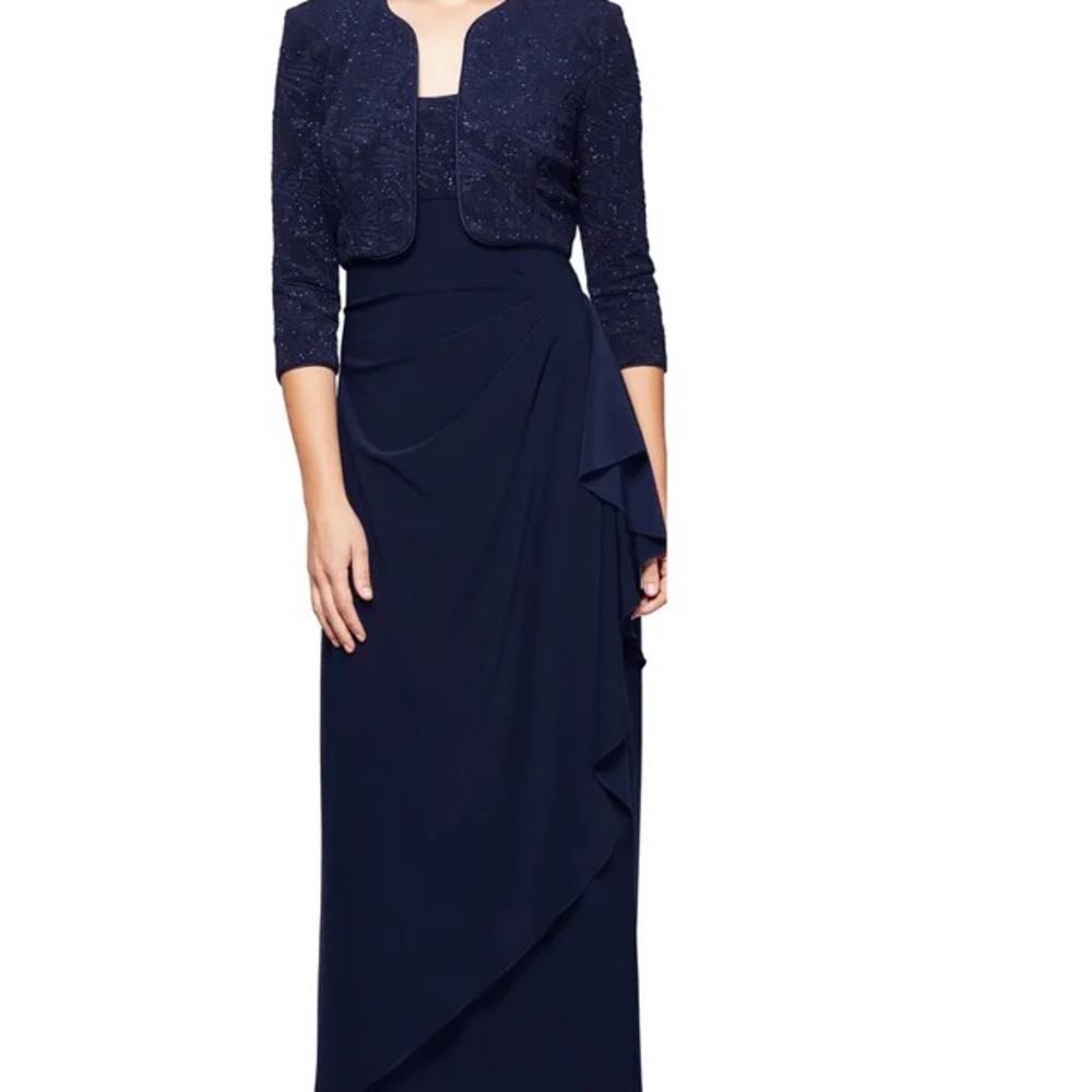Alex Evenings Navy Petite Dress with Jacket